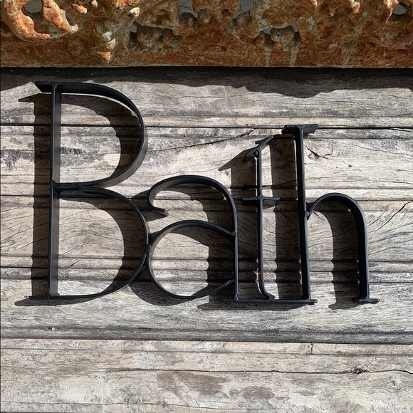 Other - Black Heavy Metal / Wrought Iron Typeset Bath Sign